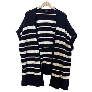 Talbots Striped Knit Poncho Shrug Cardigan Size M / L Side Buttons Slouchy NEW